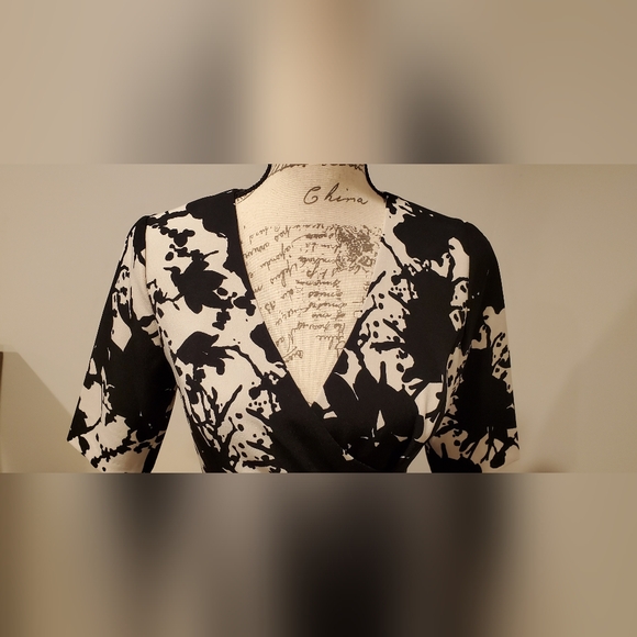 Elegant Black and White Midi Dress - Picture 4 of 11